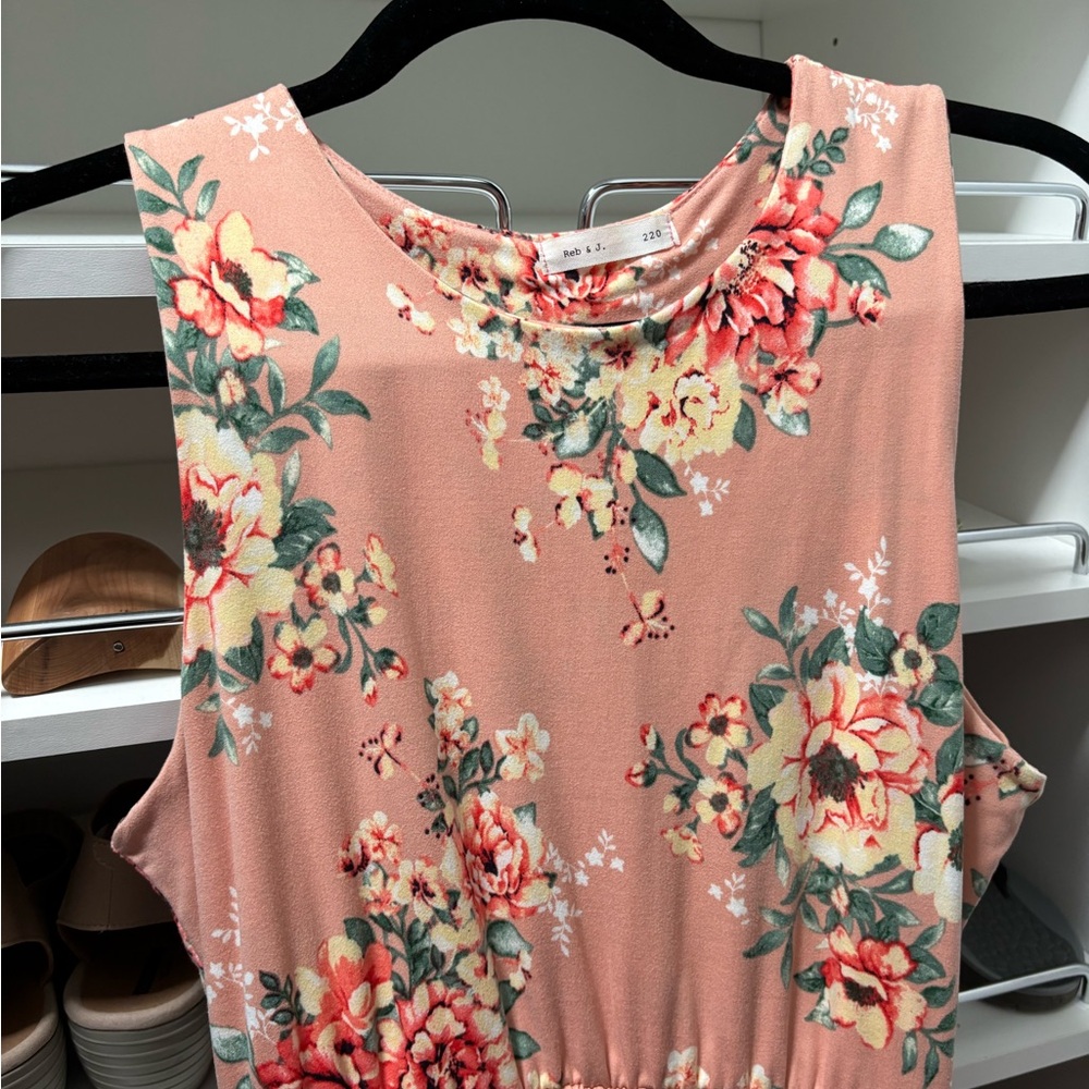 Reb & J 220 Floral Sleeveless dress dusty coral